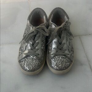 COPY - Silver Low Top Sneakers with Glittery Material and Laces